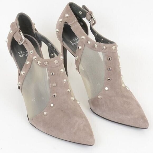 Stuart Weitzman Saunter Studded Topo Ankle Booties Women's 10M Party Business - Picture 5 of 10